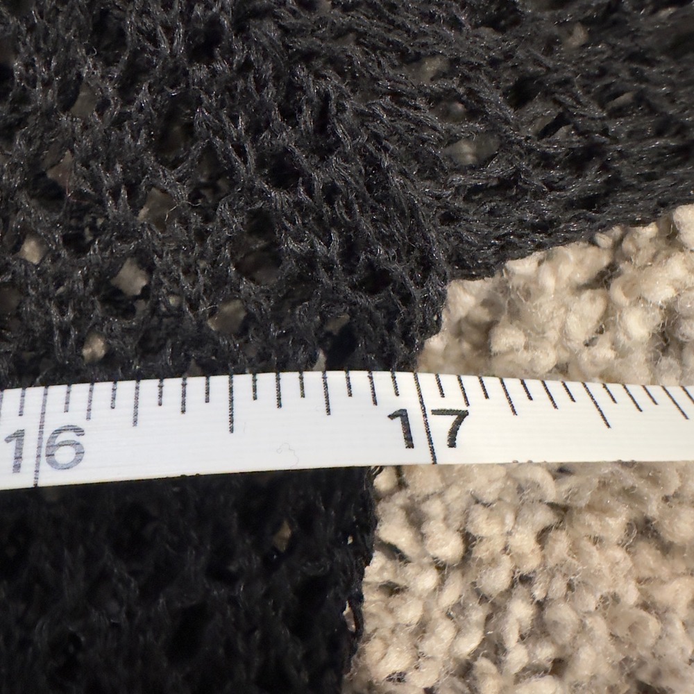 Zara Womens Black Open Knit Crochet Ruffle Trim High Neck Sweater Large NEW - Picture 2 of 7